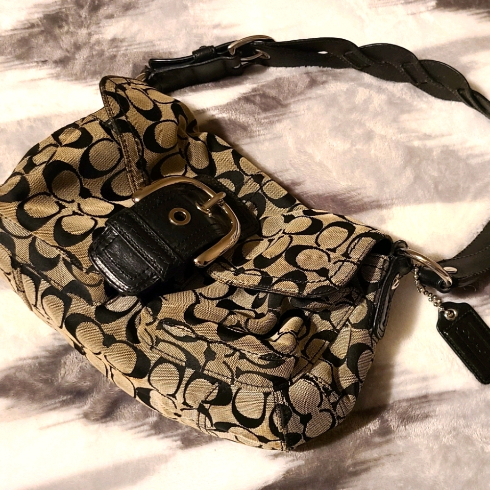 Coach black and grey shoulder purse